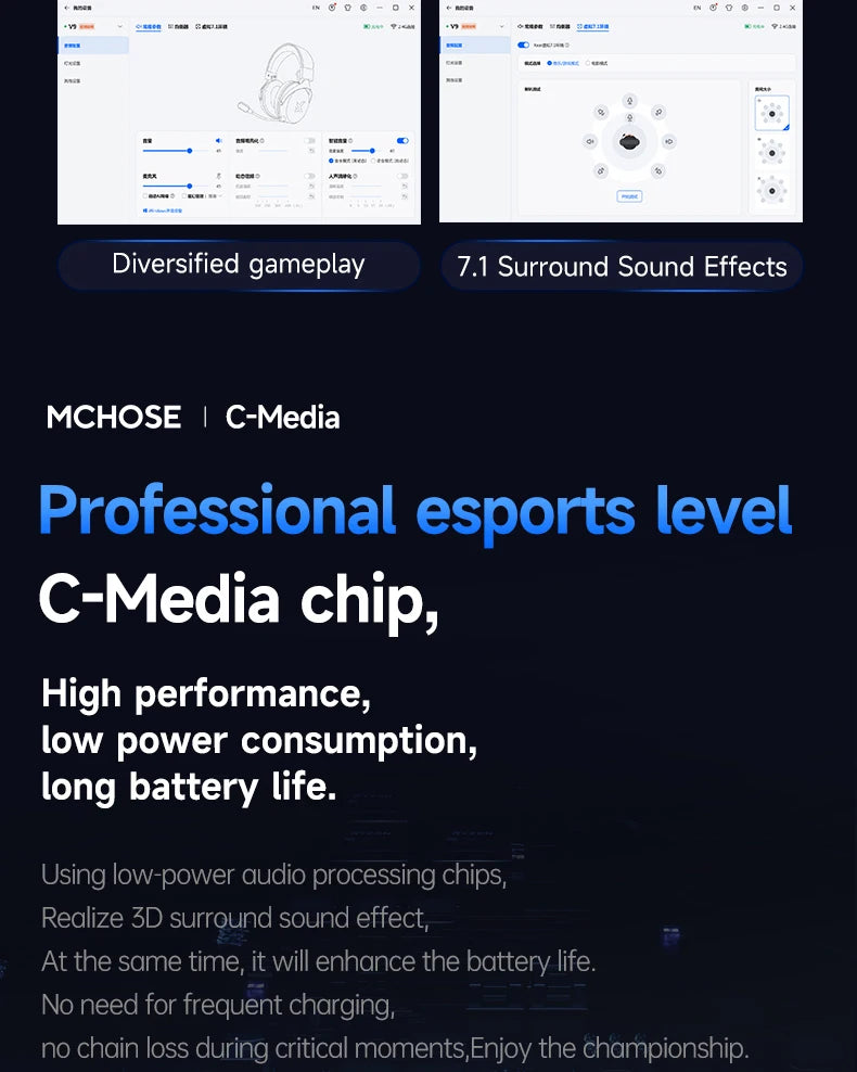 MCHOSE V9 Pro E-Sports Wireless Gaming Headset