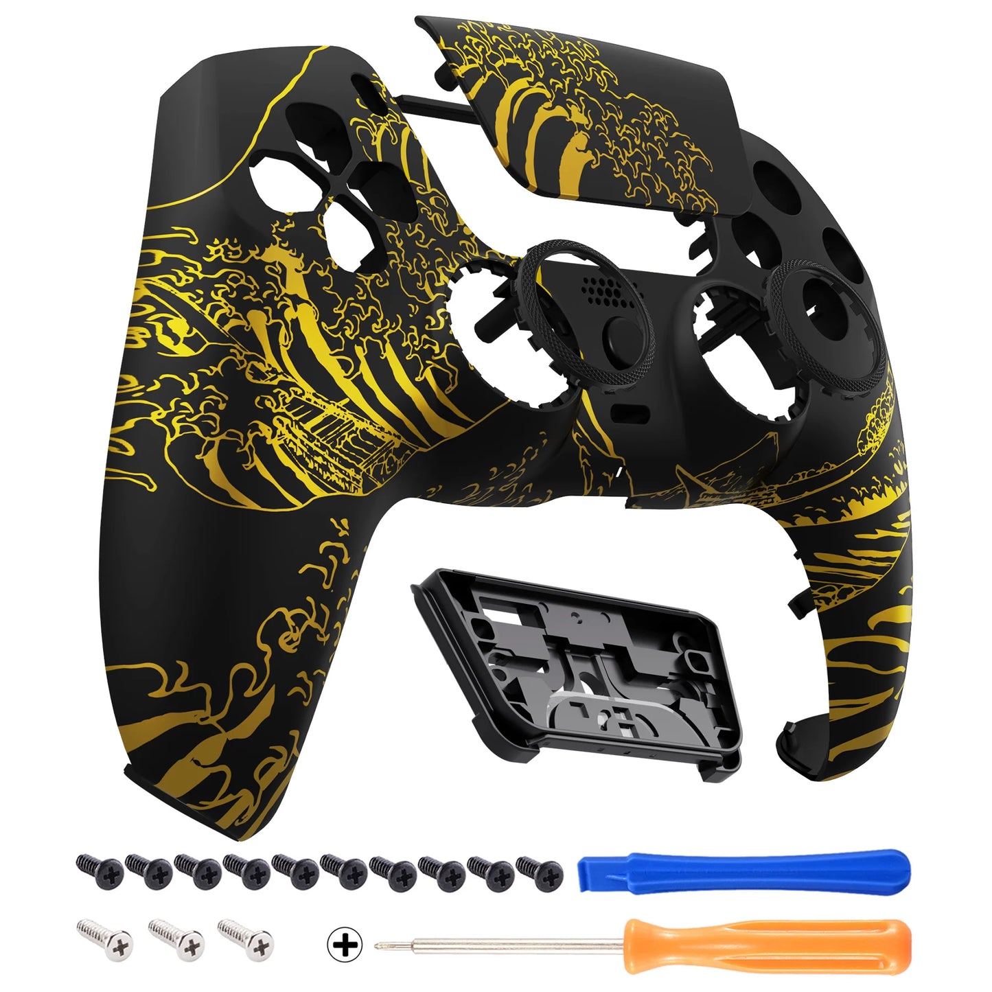 eXtremeRate LUNA Redesigned Replacement Front Shell Touchpad For ps5 Controller BDM-010/020/030/040/050 -The Great Wave