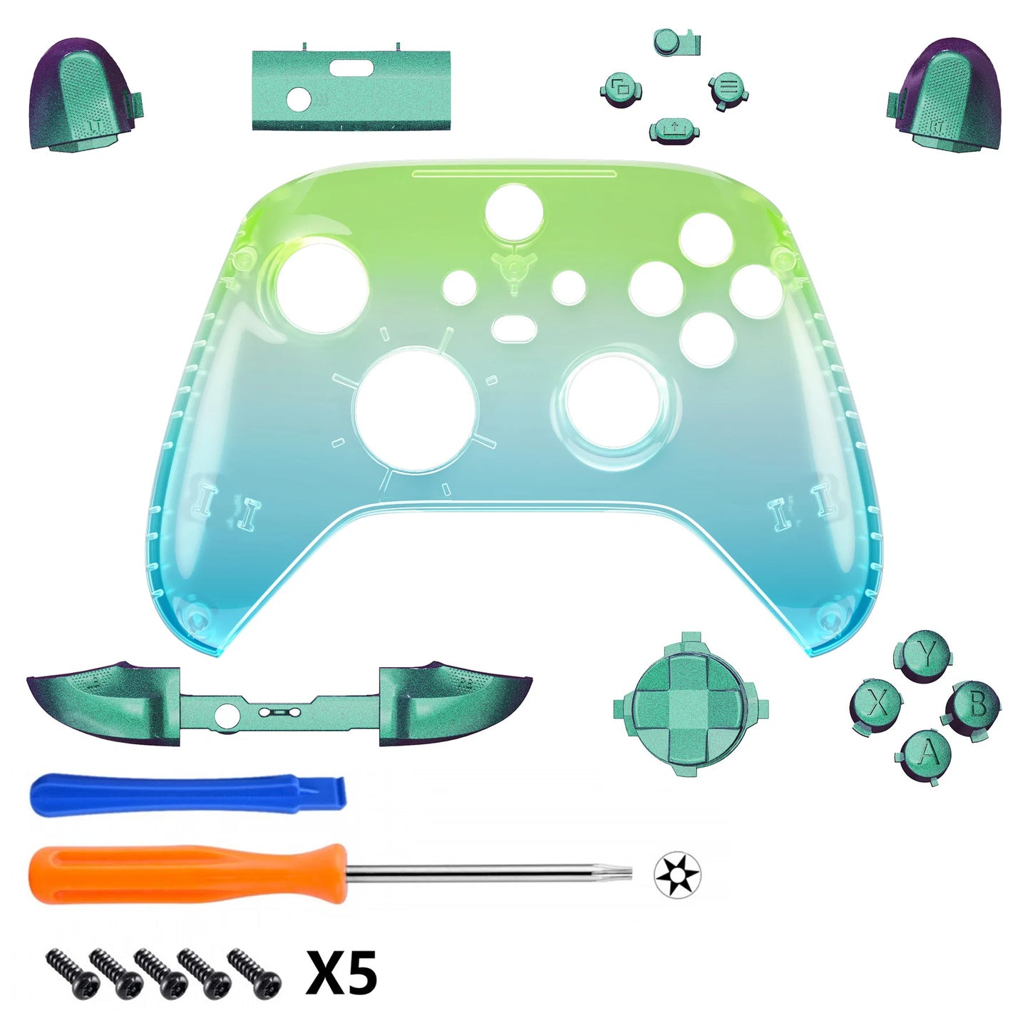 eXtremeRate Replacement Front Housing Shell Custom Cover Personalized Faceplate for Xbox Core Wireless Controller - Clear Series