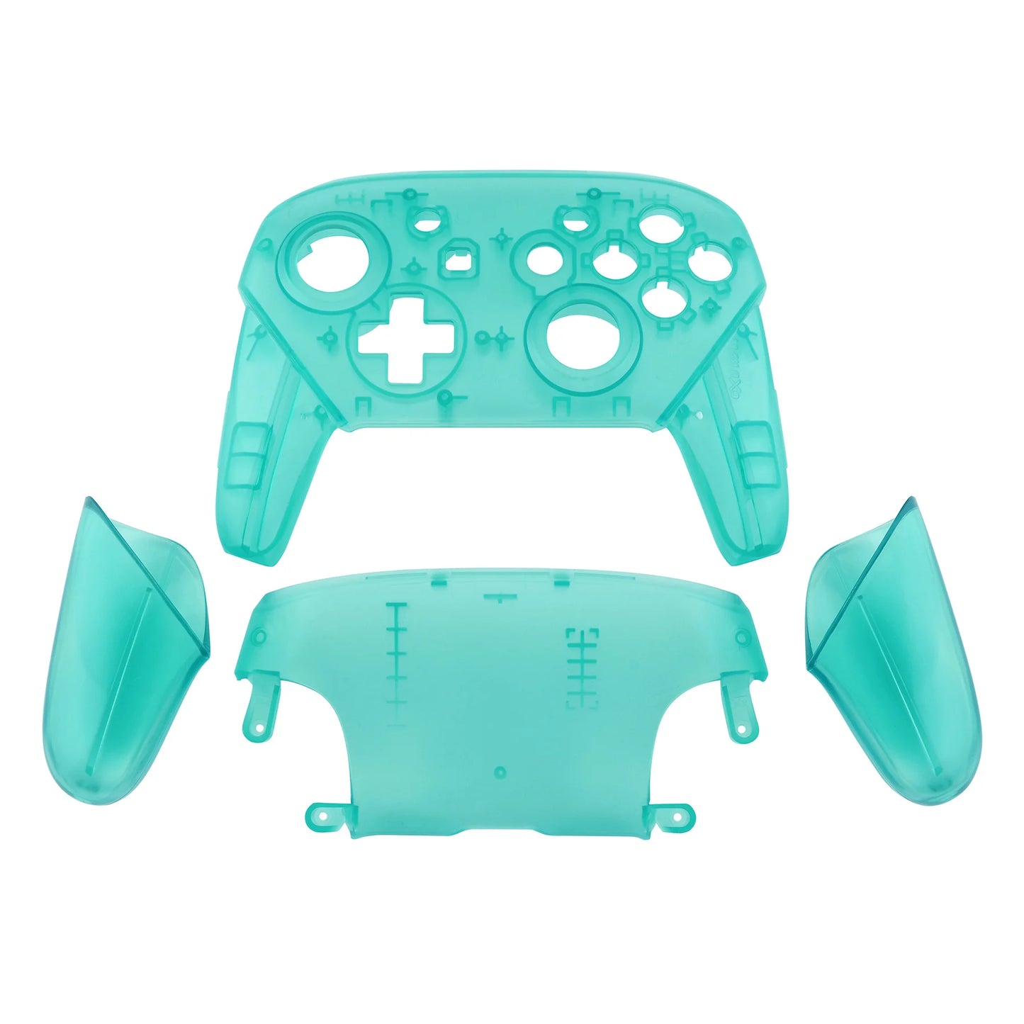 eXtremeRate Full Set Housing for NS Switch Pro Controller, Faceplate Backplate with Handles - Transparent & Single Seires