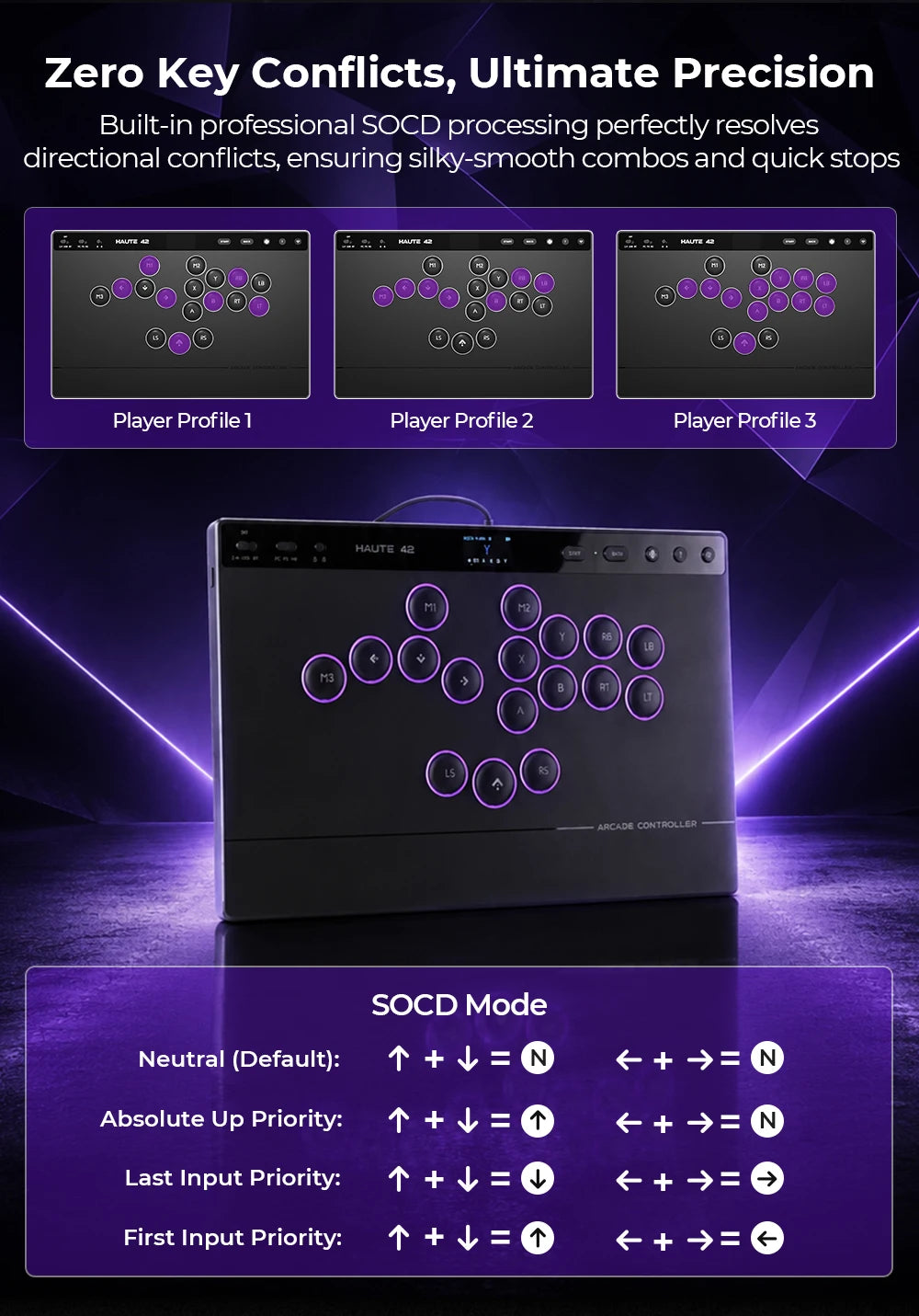 Haute42 W-P1 Wired/2.4G Wireless Hitbox Leverless Controller For PC/PS5/Switch