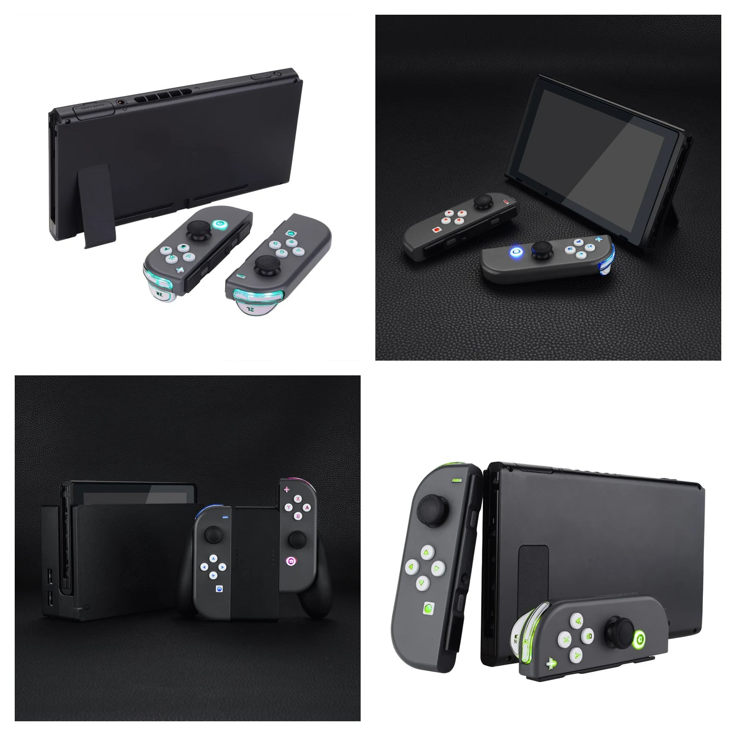 eXtremeRate 7 Colors 9 Modes DFS LED Kit Multi-Colors Luminated Classical Symbols Face Buttons for NS Switch & OLED JoyCon