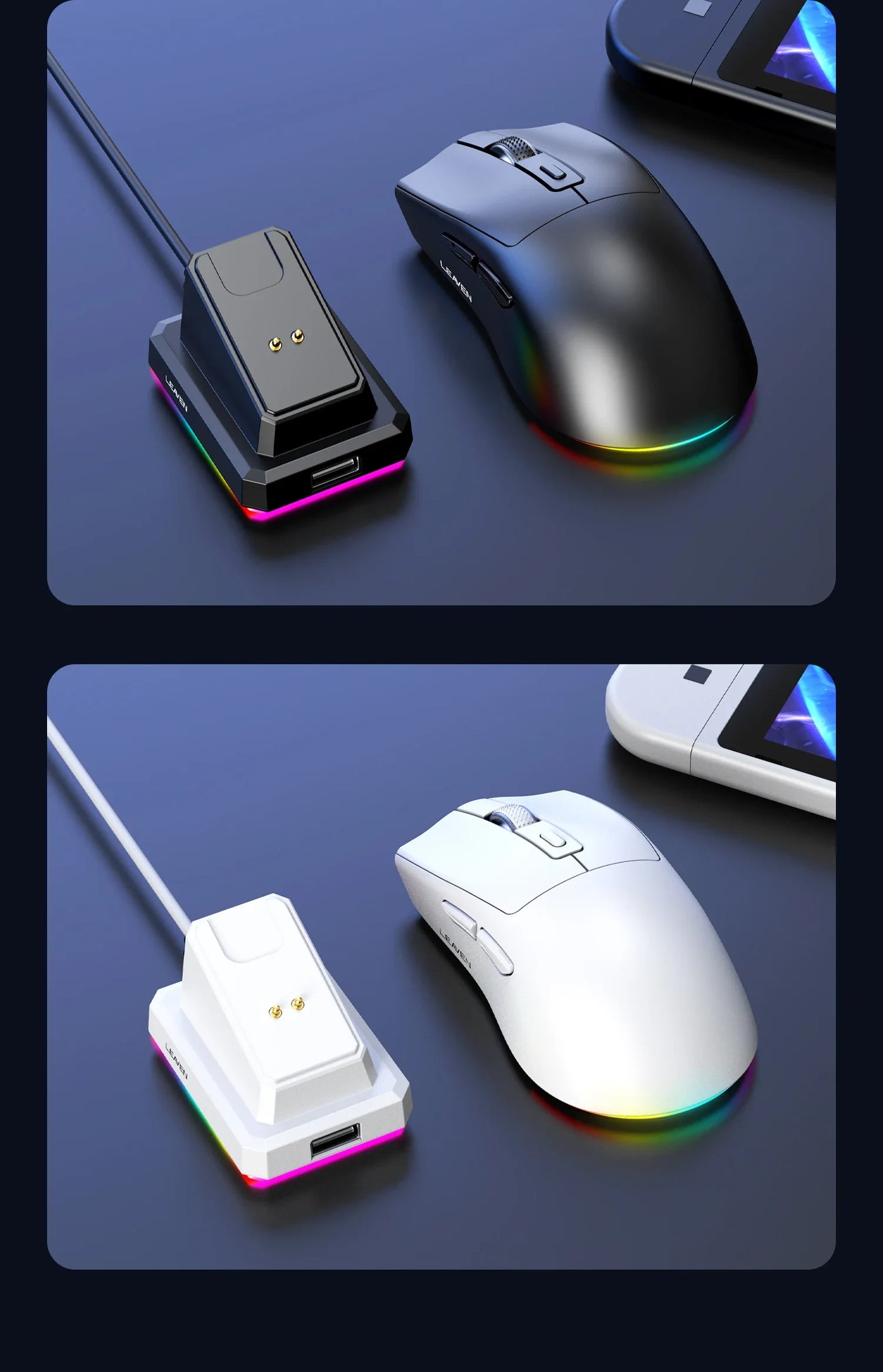 Leaven X3 Wireless Gaming Mouse with Charging Dock, Dual Mode Bluetooth/2.4G