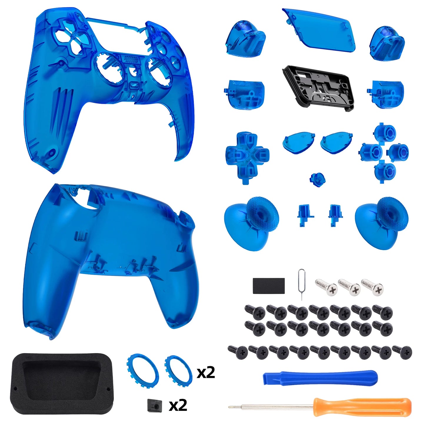 eXtremeRate Luna Redesigned Full Set Housing Shell Buttons Touchpad Cover for ps5 Controller BDM-030/040/050 - Clear Series