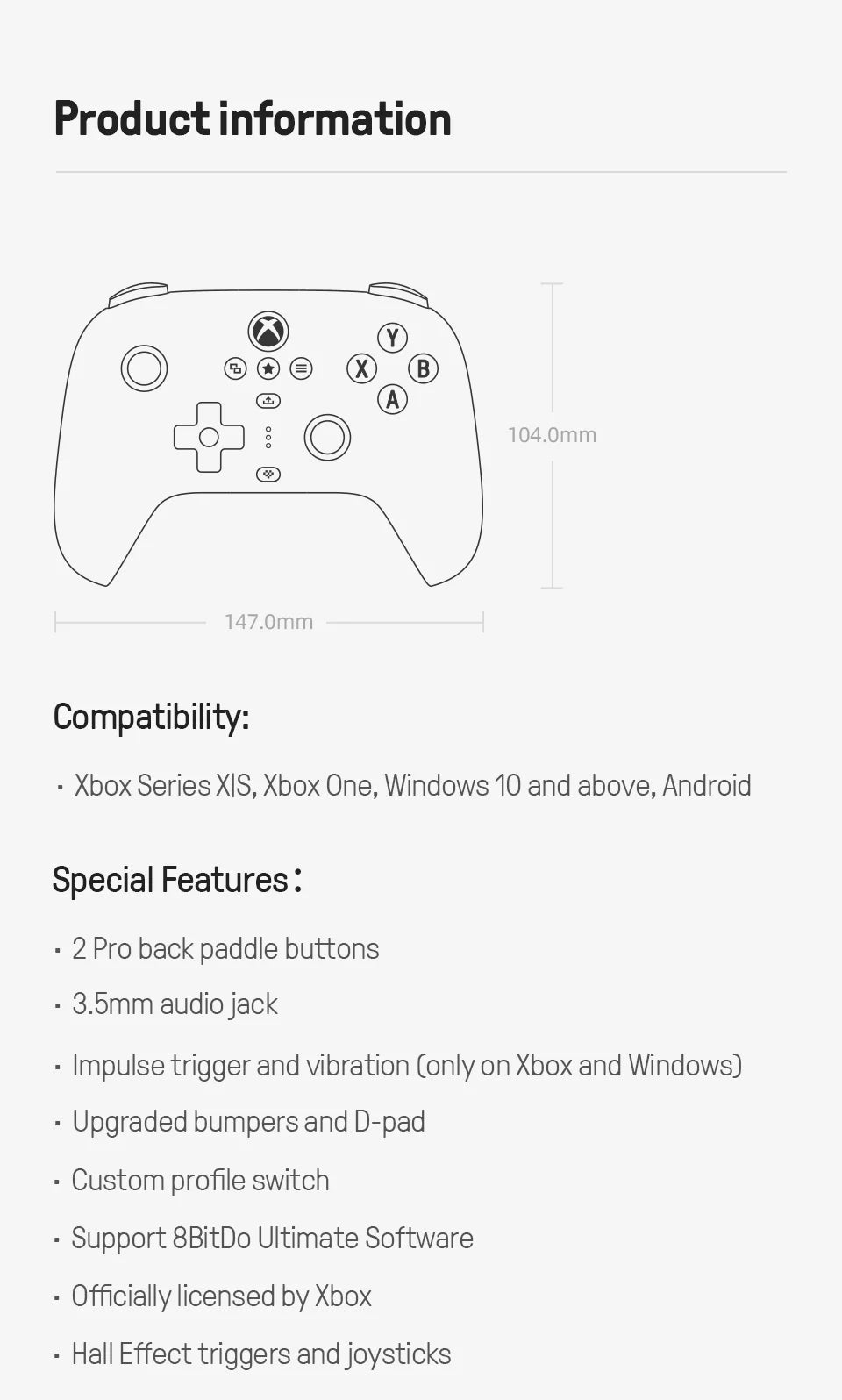 8BitDo Ultimate 3-mode Gaming Controller for PC/Xbox