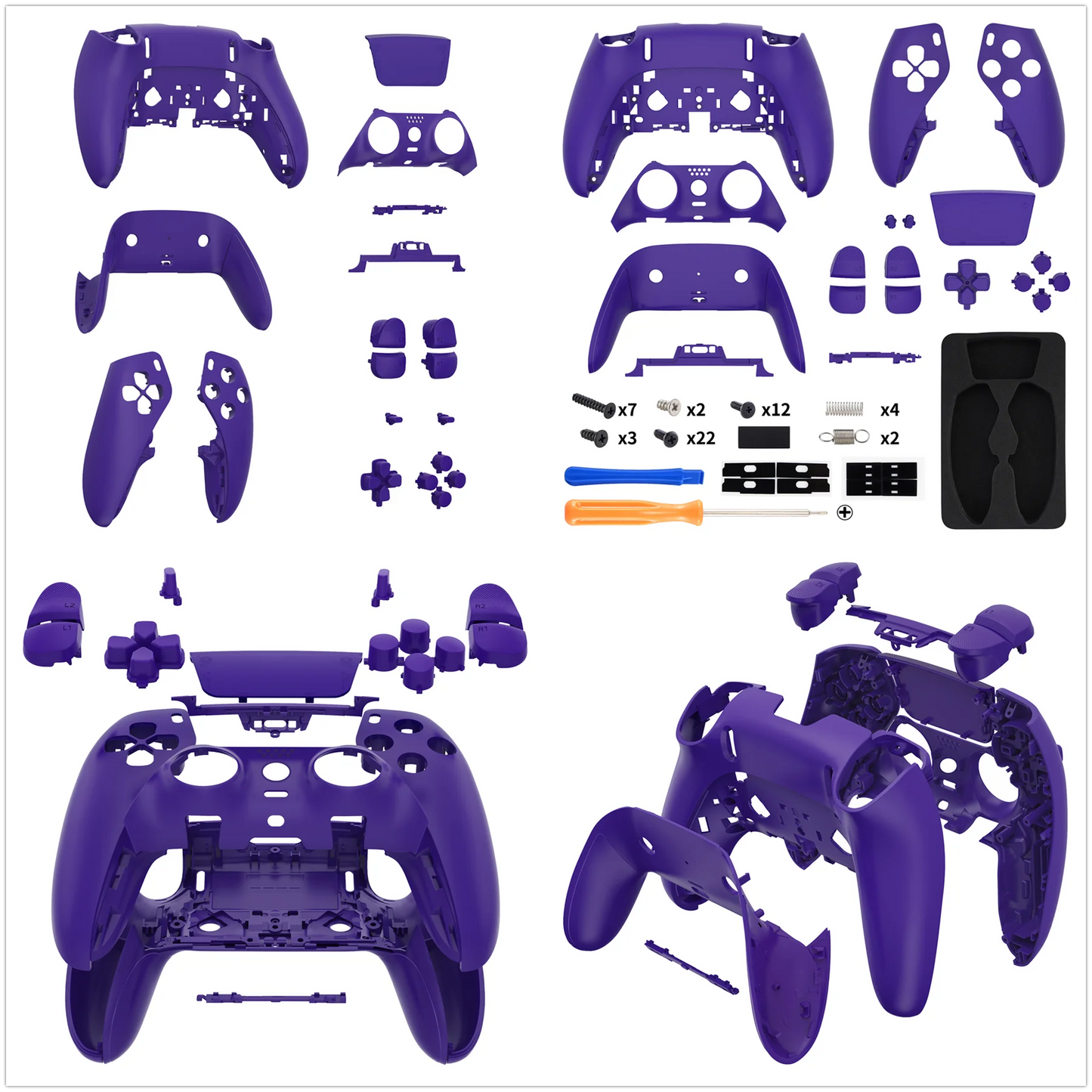 eXtremeRate Black Full Set Housing Shell with Buttons Touchpad Cover for ps5 Edge Controller - Single & Transparent Series