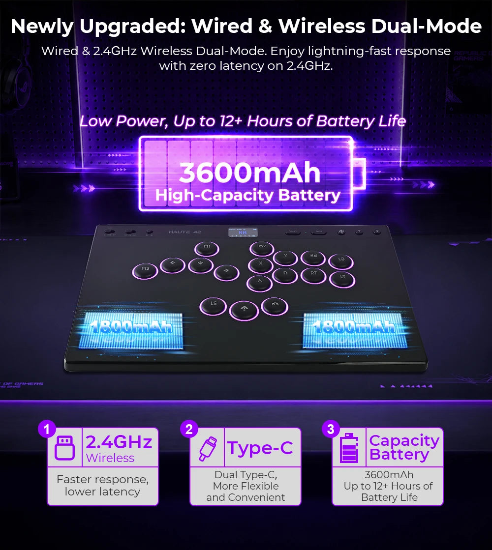 Haute42 W-P1 Wired/2.4G Wireless Hitbox Leverless Controller For PC/PS5/Switch