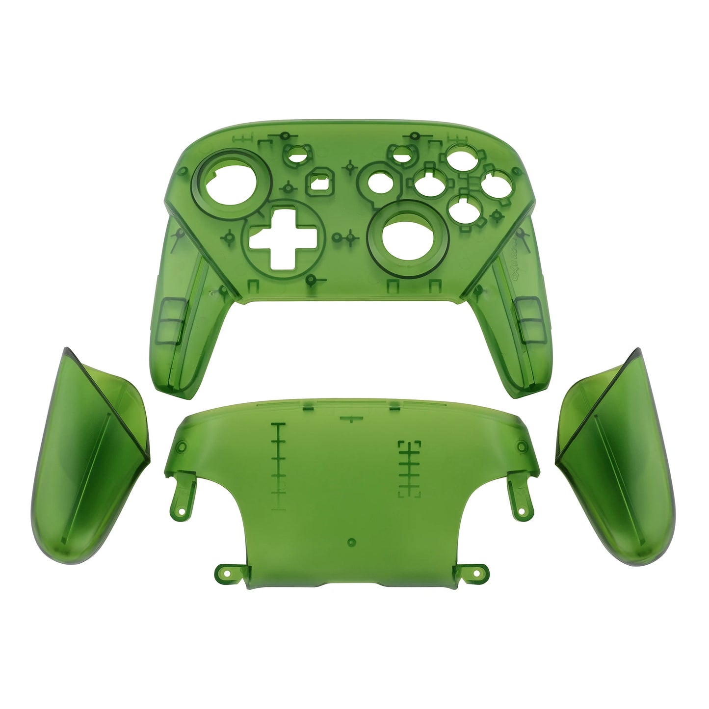 eXtremeRate Full Set Housing for NS Switch Pro Controller, Faceplate Backplate with Handles - Transparent & Single Seires