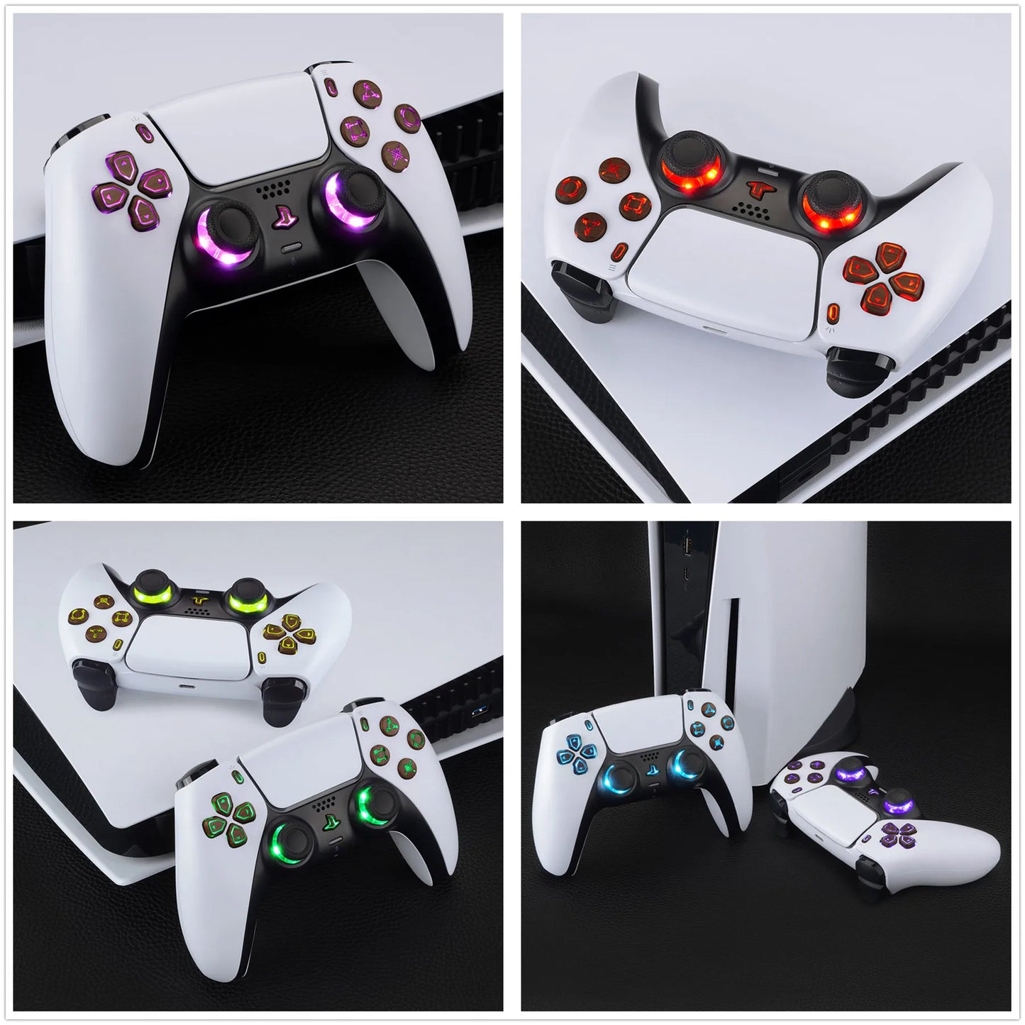 eXtremeRate 7 Colors 9 Modes Luminated Dpad Thumbsticks Share Home Face Buttons for ps5 Controller BDM-030 & BDM-040 & BDM-050
