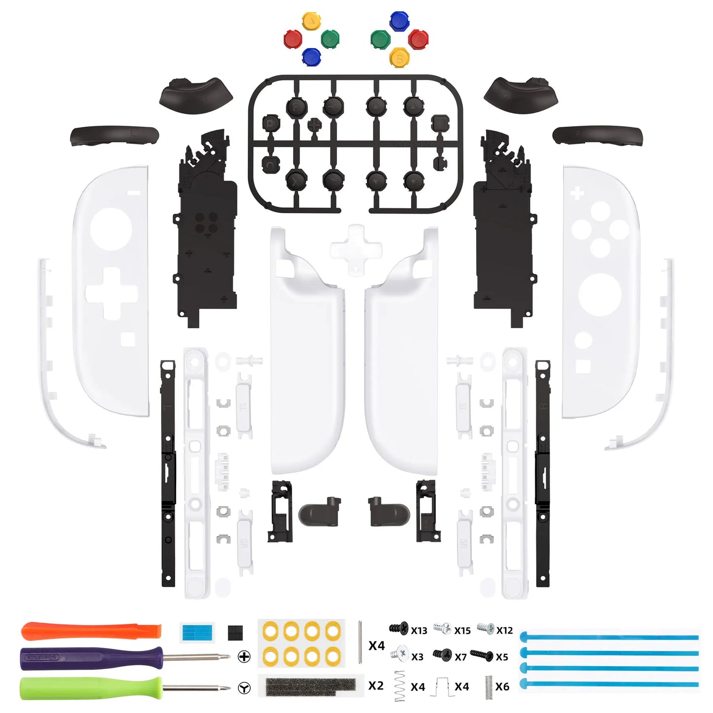 eXtremeRate DIY Replacement Housing (D-Pad Ver) Buttons for Joycon 2, Decorative Strips & Middle Bracket for Nintendo Switch 2