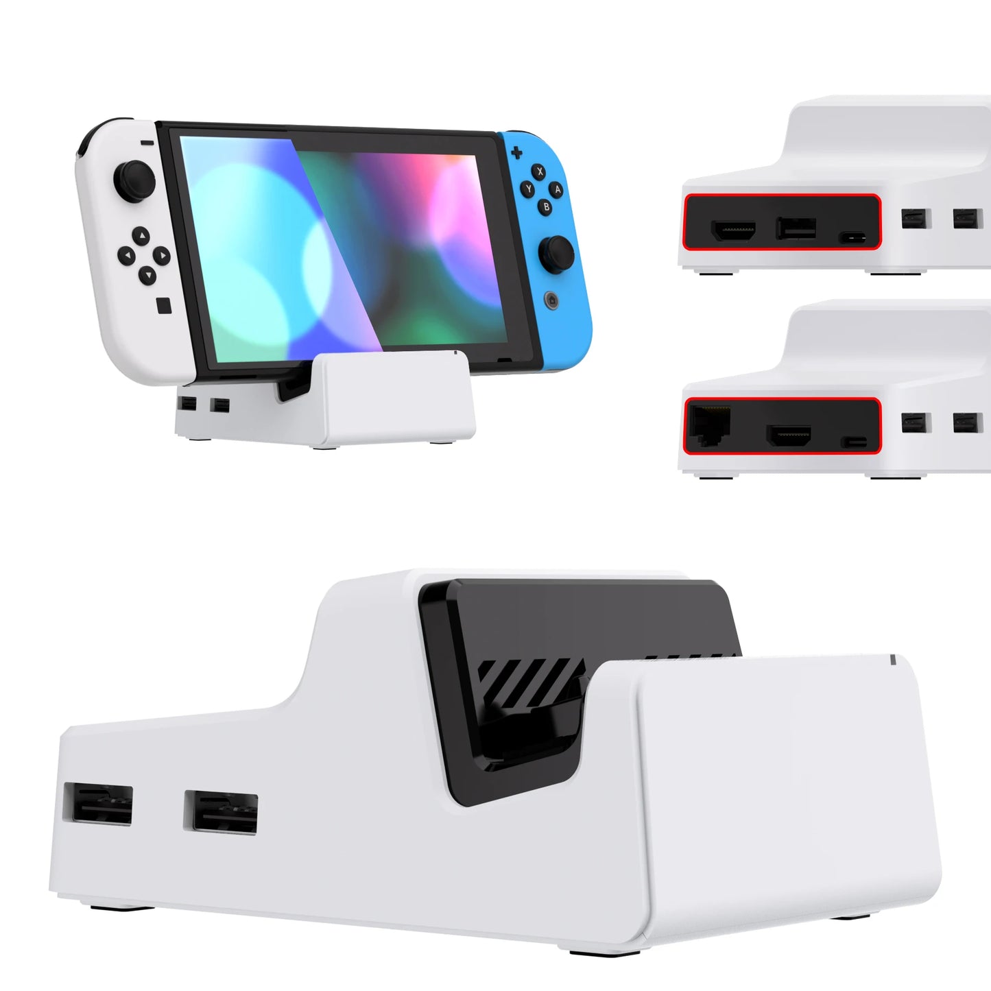 eXtremeRate AiryDocky DIY Kit Replacement Case for Nintendo Switch Dock, Portable Mini Dock Shell Cover for Nintendo Switch OLED