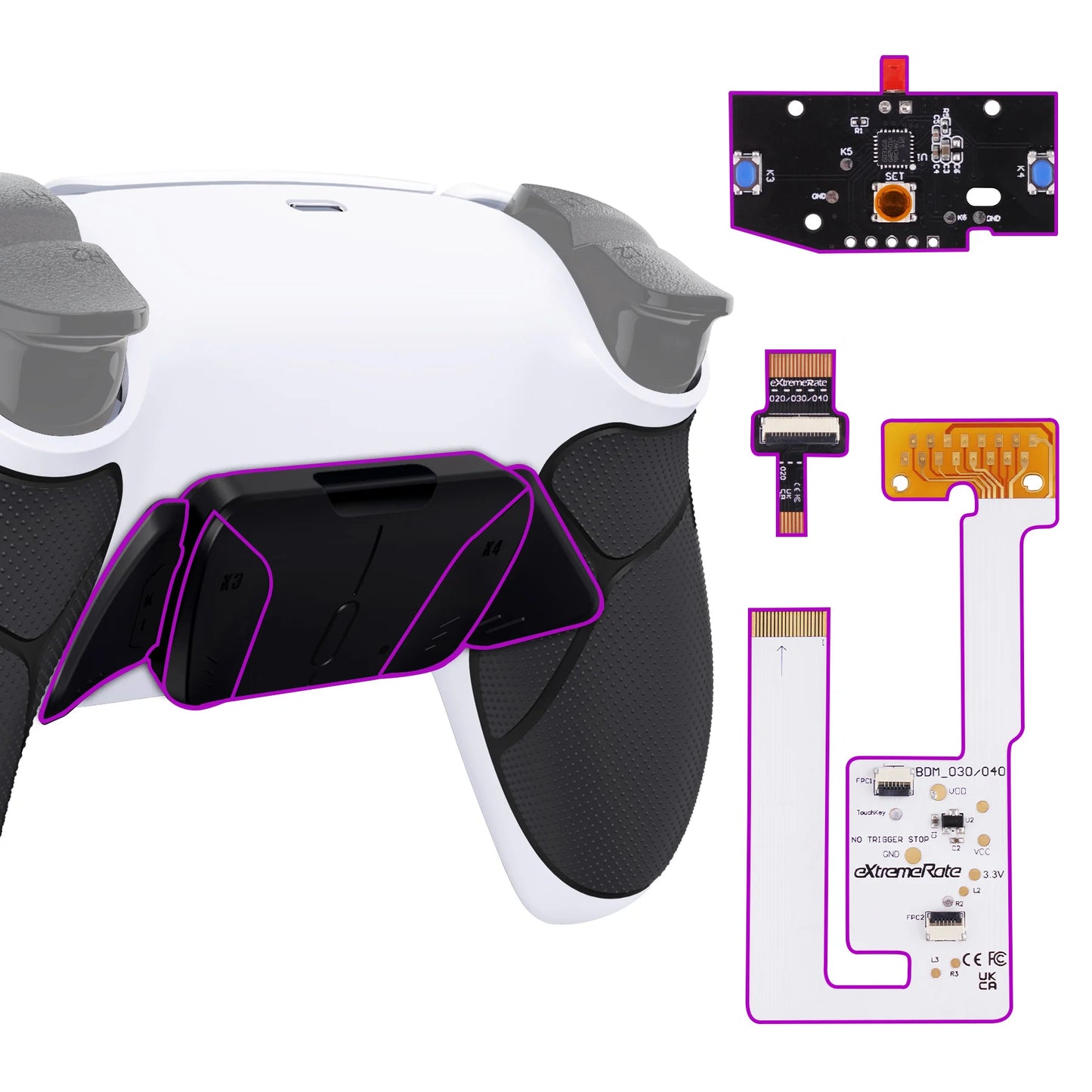 eXtremeRate Programable RISE4 V3 Remap Kit for ps5 Controller BDM-030/040/050, Upgrade Board & Redesigned Back Shell & Buttons
