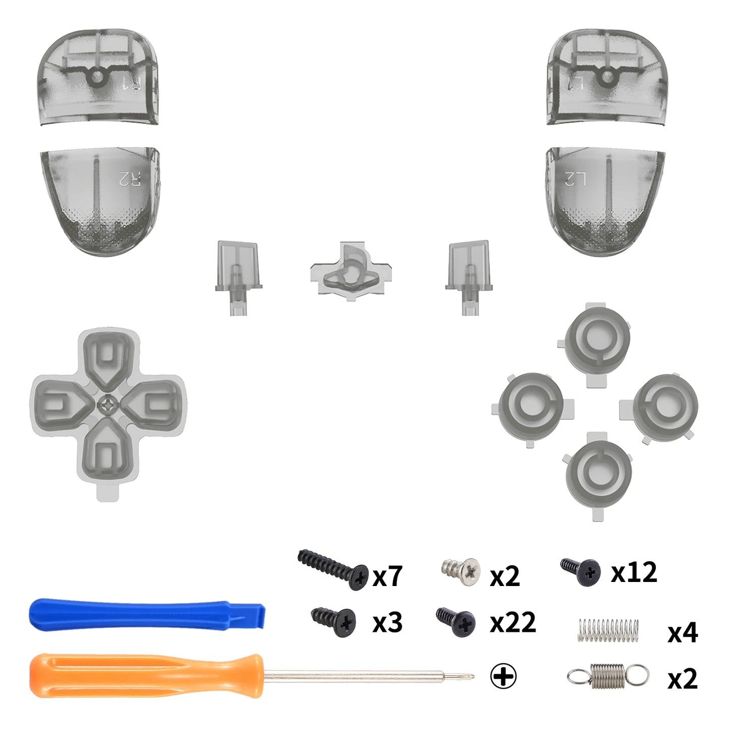 eXtremeRate Replacement Clear Full Set Buttons for ps5 Edge Controller