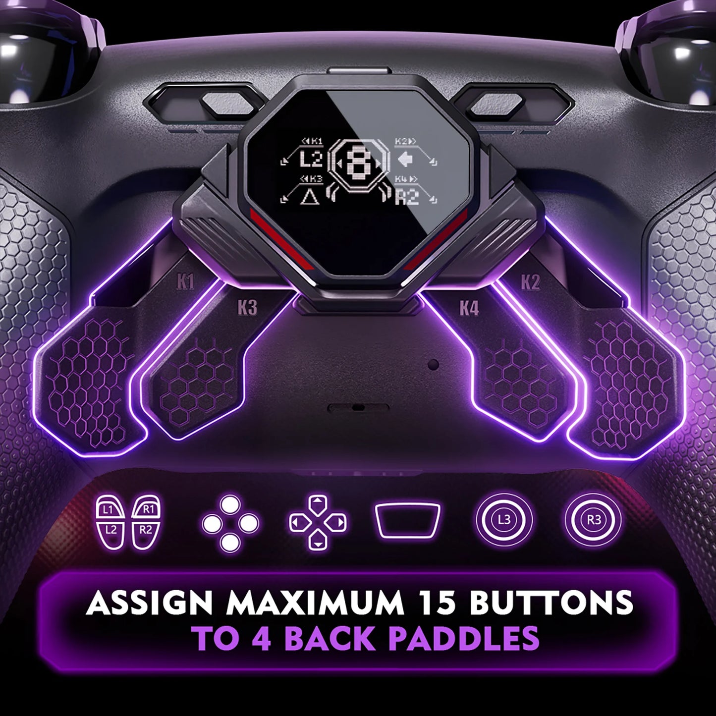 eXtremeRate SPARK Back Paddles Kit for ps5 Controller BDM-030 040 050 Models, Remappable 4 Back Buttons Set - Rubberized Black