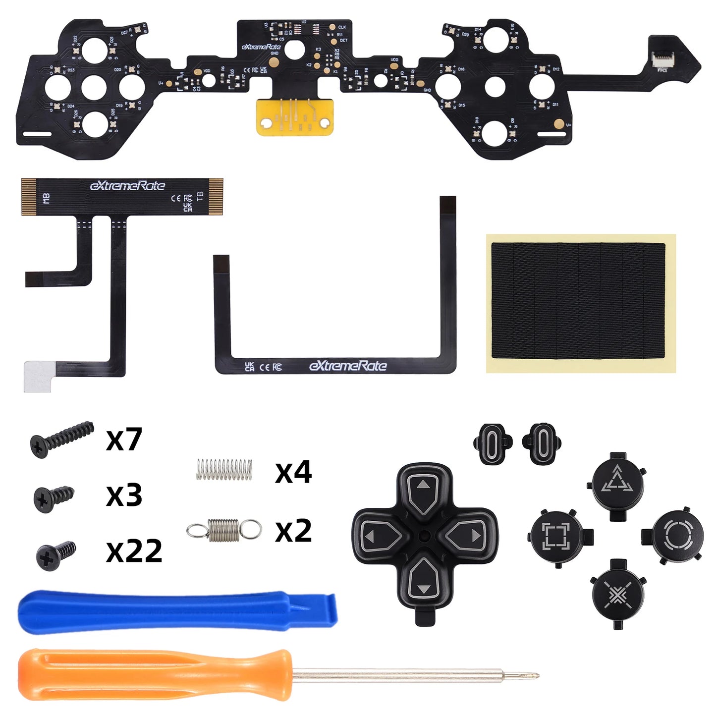 eXtremeRate Multi-Colors RGB Luminated D-pad Action Create Option Home Face Buttons D&F LED Kit for ps5 Edge Controller