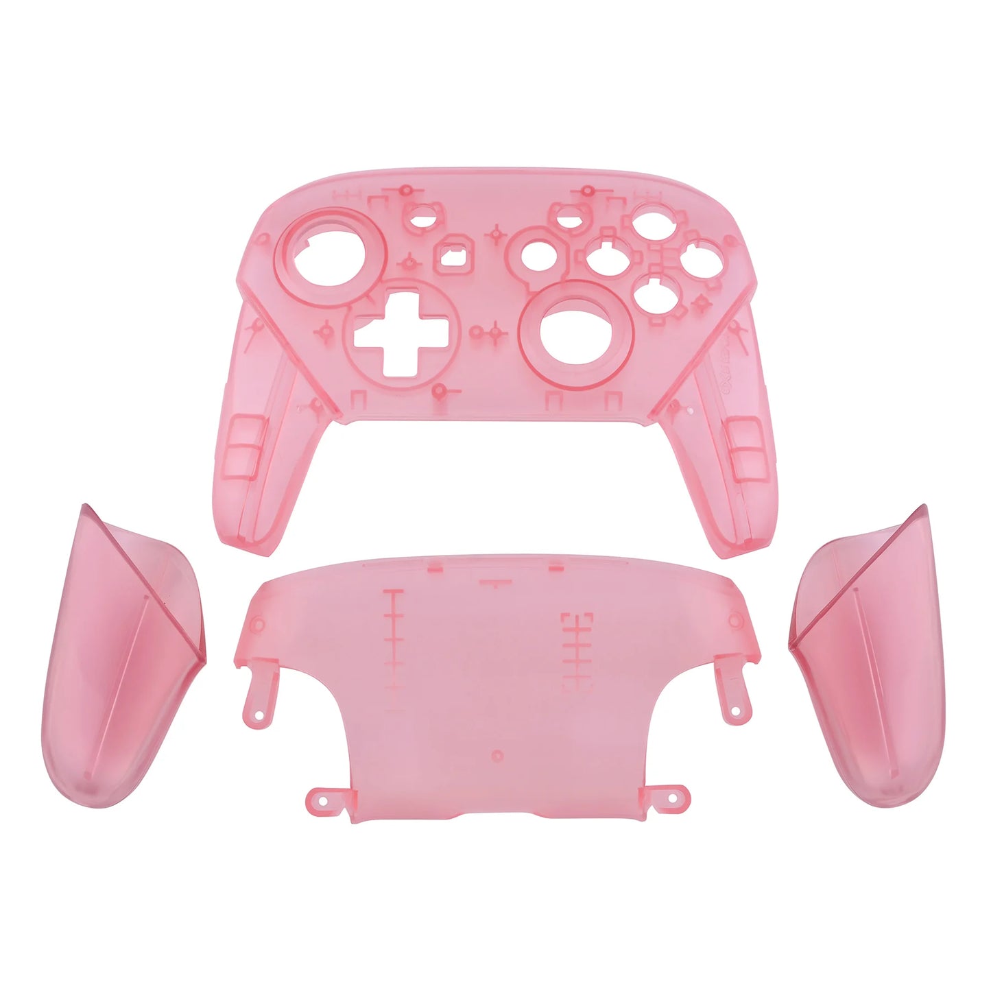 eXtremeRate Full Set Housing for NS Switch Pro Controller, Faceplate Backplate with Handles - Transparent & Single Seires