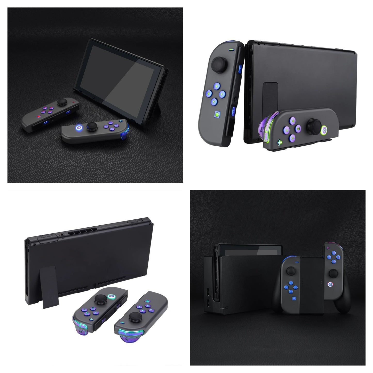 eXtremeRate 7 Colors 9 Modes DFS LED Kit Multi-Colors Luminated Classical Symbols Face Buttons for NS Switch & OLED JoyCon