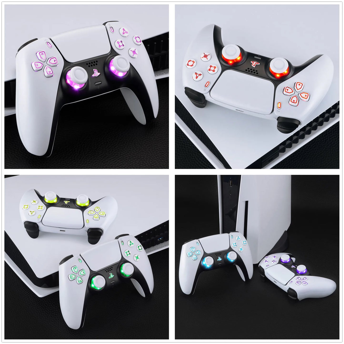 eXtremeRate 7 Colors 9 Modes Luminated Dpad Thumbsticks Share Home Face Buttons for ps5 Controller BDM-030 & BDM-040 & BDM-050