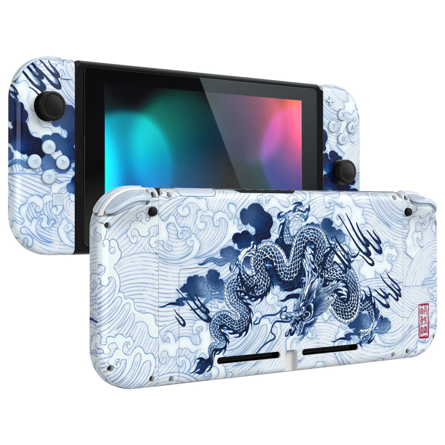 eXtremeRate Custom Patterned Console Back Plate Housing Shell with Full Set Buttons for Nintendo Switch