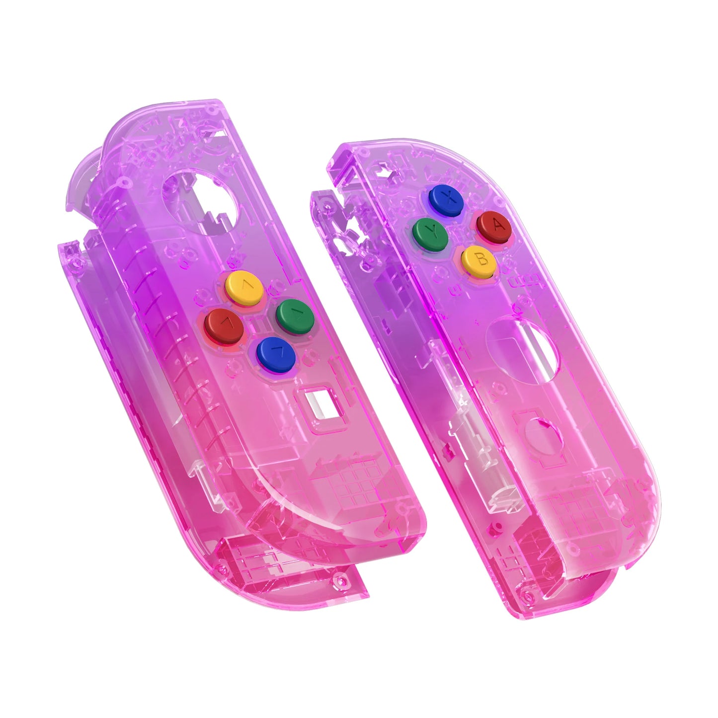 eXtremeRate DIY Replacement Shell Case for NS Switch & OLED JoyCon - Clear Rose Red