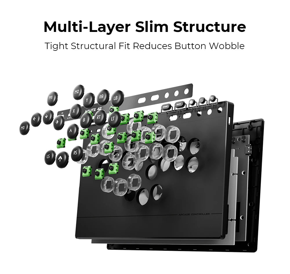 Haute42 W-P1 Wired/2.4G Wireless Hitbox Leverless Controller For PC/PS5/Switch