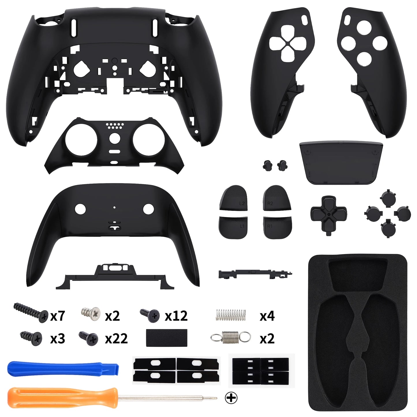 eXtremeRate Black Full Set Housing Shell with Buttons Touchpad Cover for ps5 Edge Controller - Single & Transparent Series
