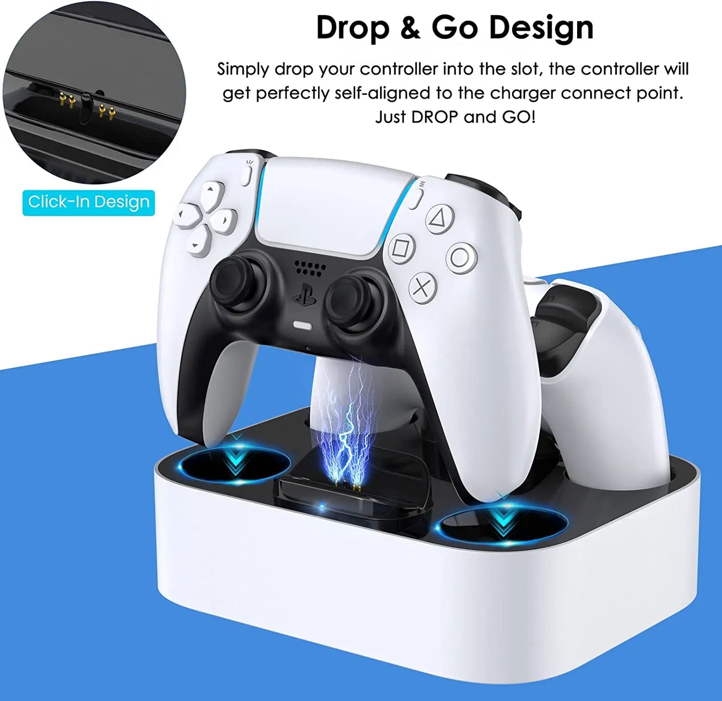 NEWDERY Controller Charger Station for PS5 Controller Fast Charging Dock