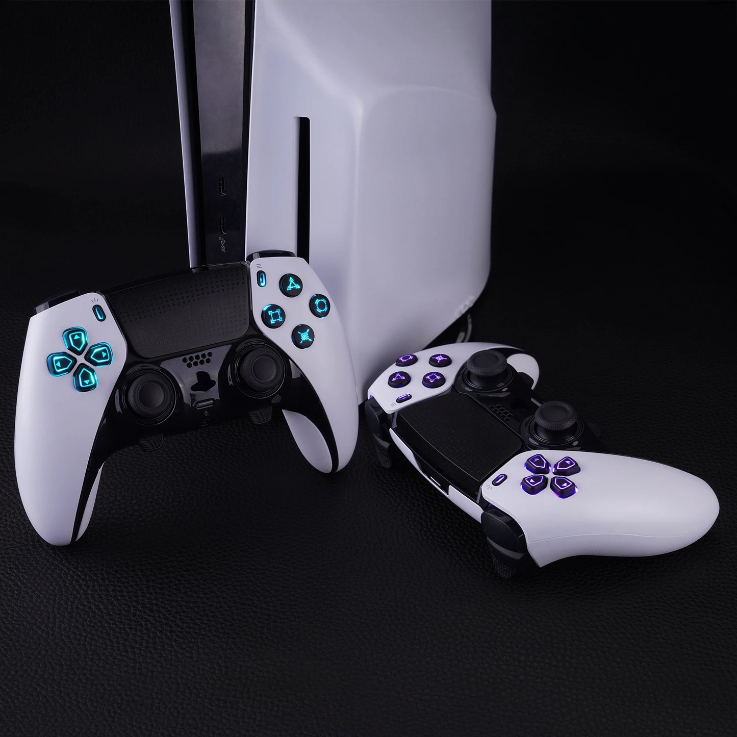 eXtremeRate Multi-Colors RGB Luminated D-pad Action Create Option Home Face Buttons D&F LED Kit for ps5 Edge Controller