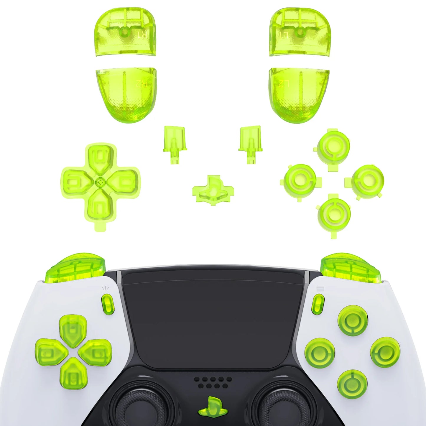 eXtremeRate Replacement Clear Full Set Buttons for ps5 Edge Controller
