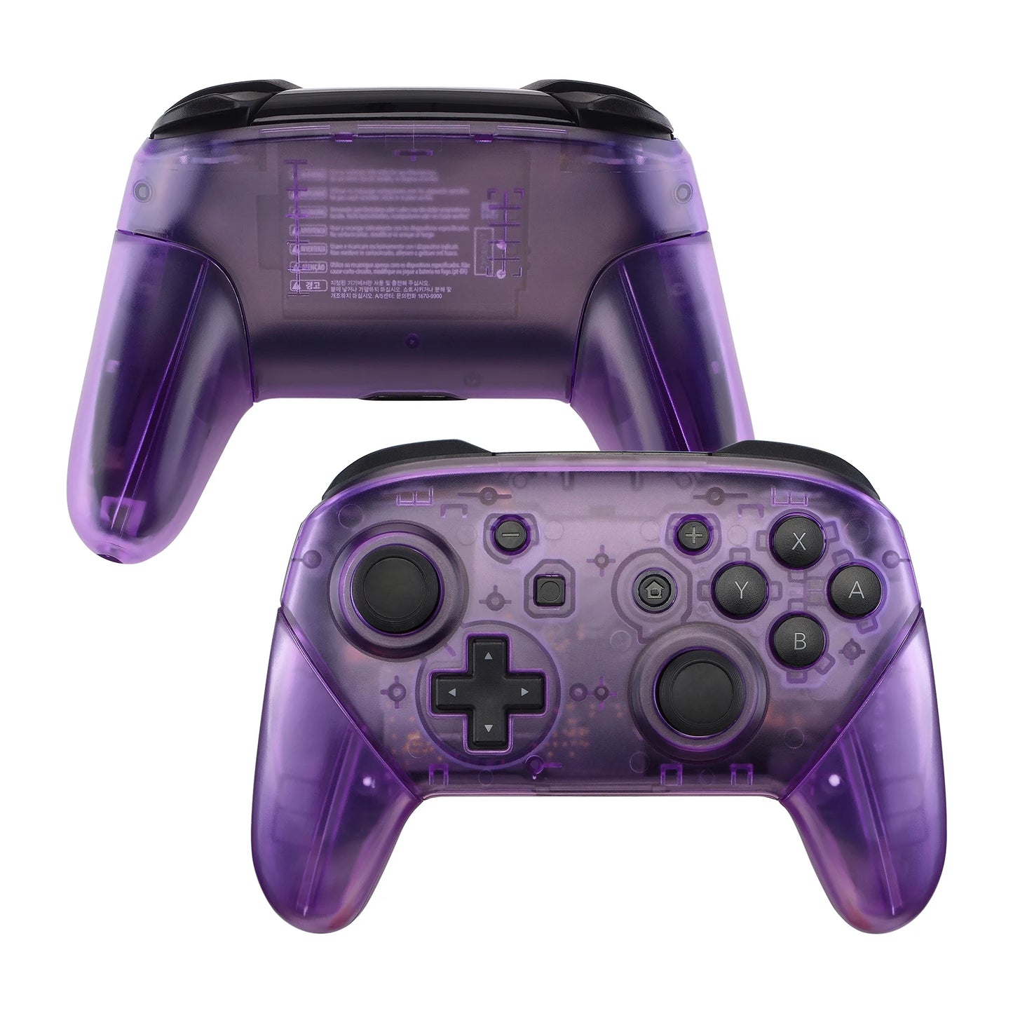 eXtremeRate Full Set Housing for NS Switch Pro Controller, Faceplate Backplate with Handles - Transparent & Single Seires