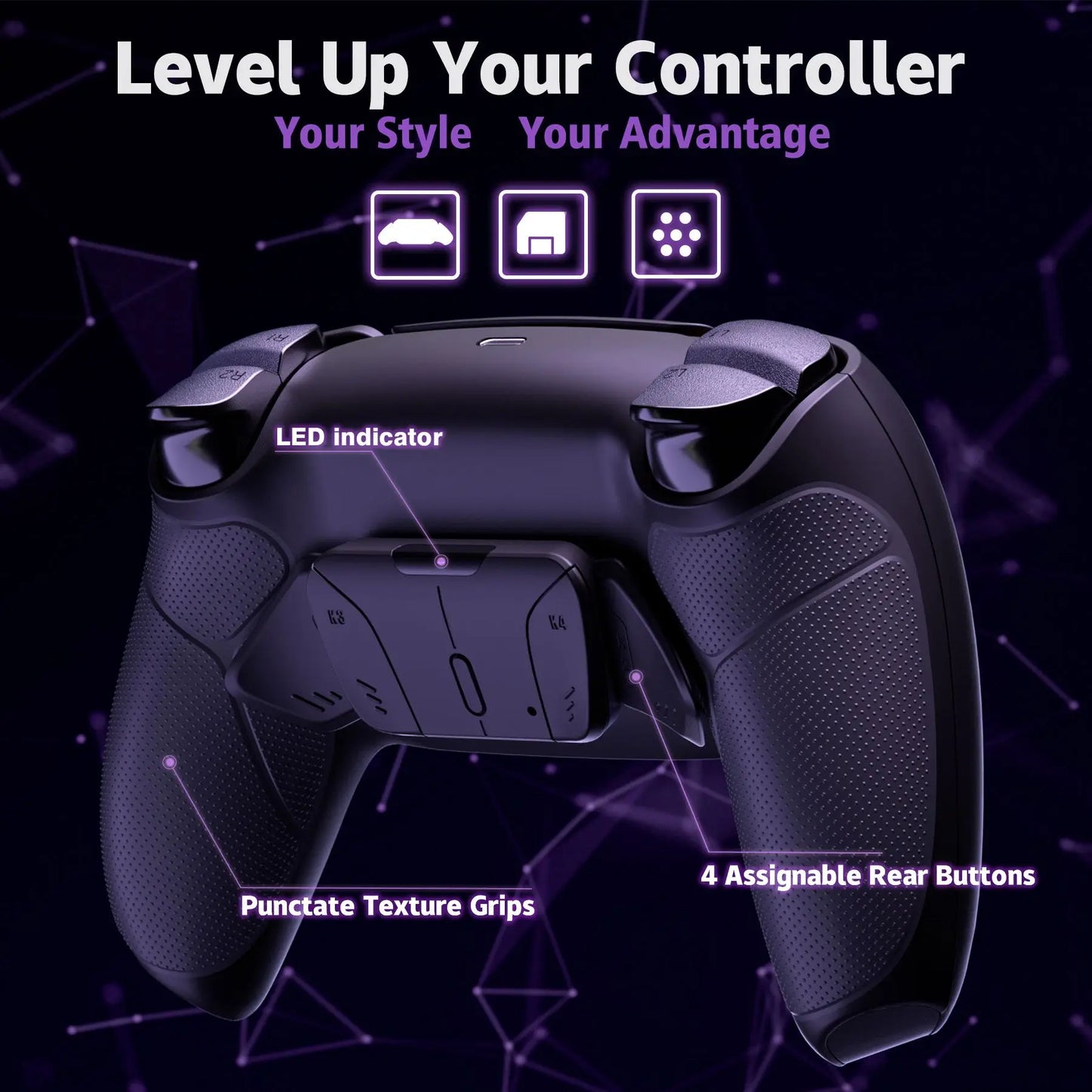 eXtremeRate Remappable RISE 4.0 Remap Kit, Upgrade Board & Redesigned Back Shell & 4 Back Buttons for ps5 Controller BDM-010&020