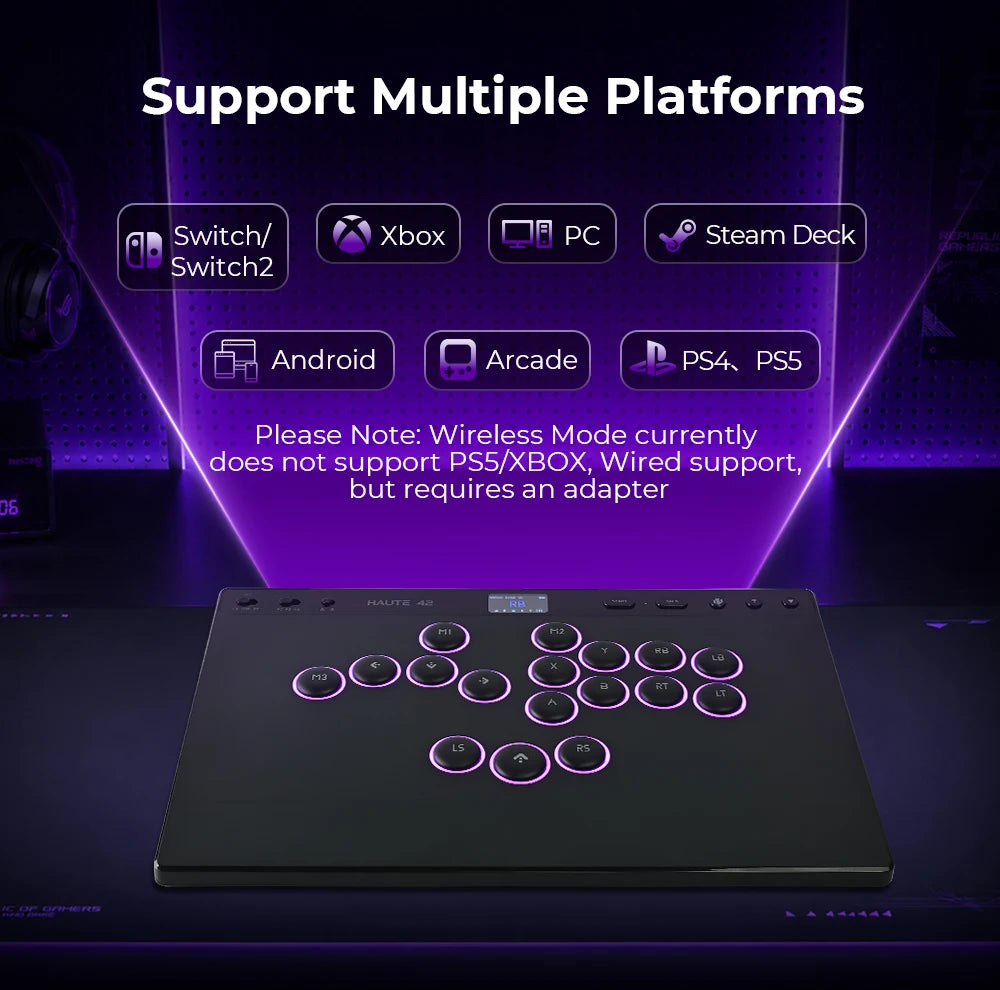 Haute42 W-P1 Wired/2.4G Wireless Hitbox Leverless Controller For PC/PS5/Switch