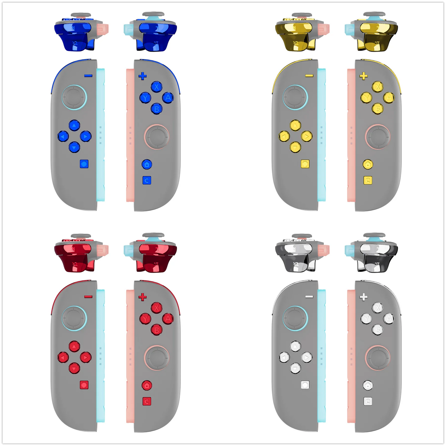 eXtremeRate DIY Replacement Chrome Full Set Buttons for Nintendo Switch 2 for Joycon 2