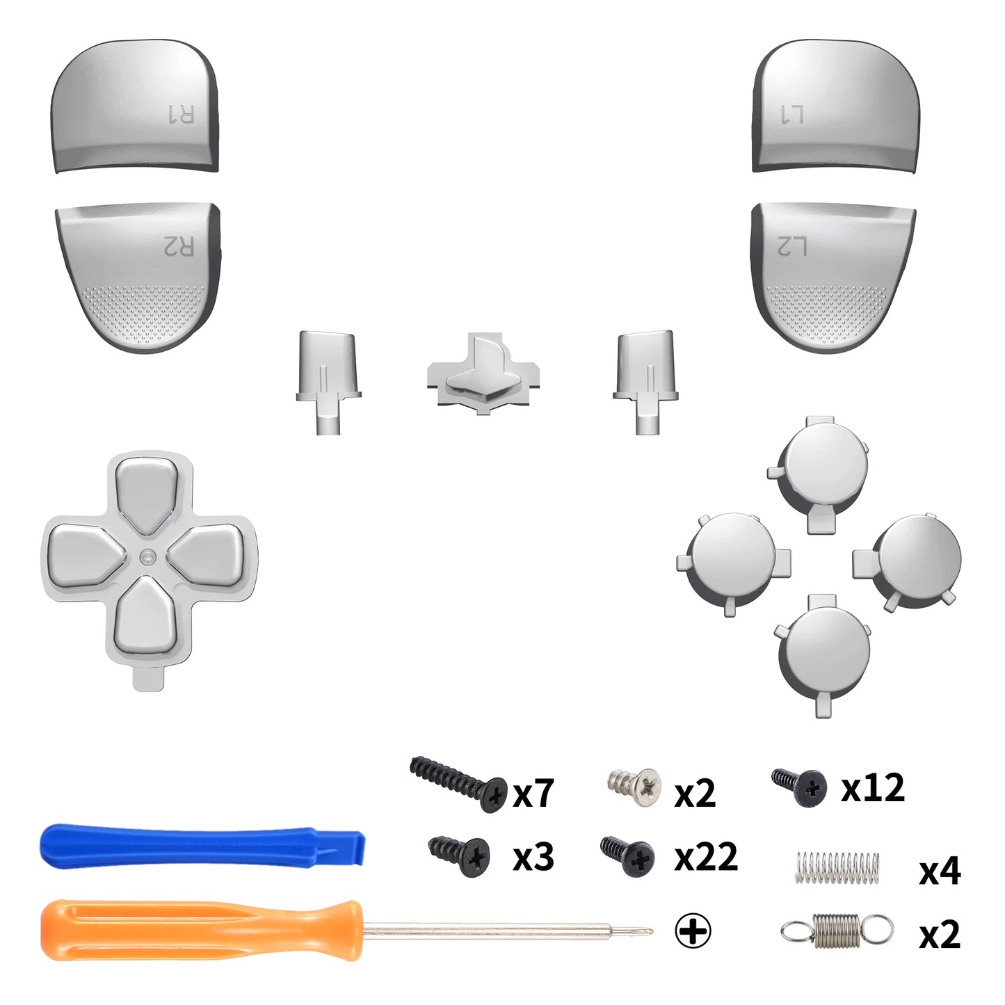 eXtremeRate for ps5 Edge Controller Replacement Chrome Full Set Buttons