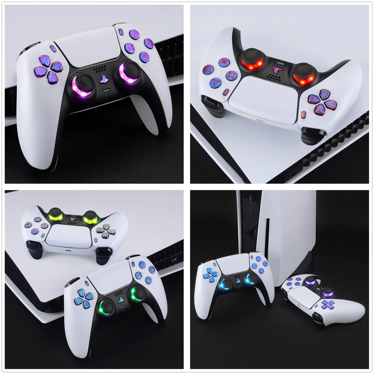 eXtremeRate 7 Colors 9 Modes Luminated Dpad Thumbsticks Share Home Face Buttons for ps5 Controller BDM-030 & BDM-040 & BDM-050