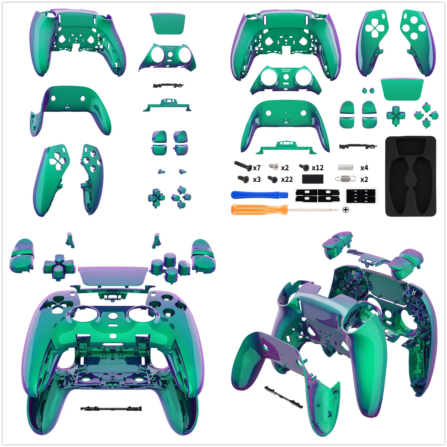 eXtremeRate Black Full Set Housing Shell with Buttons Touchpad Cover for ps5 Edge Controller - Single & Transparent Series