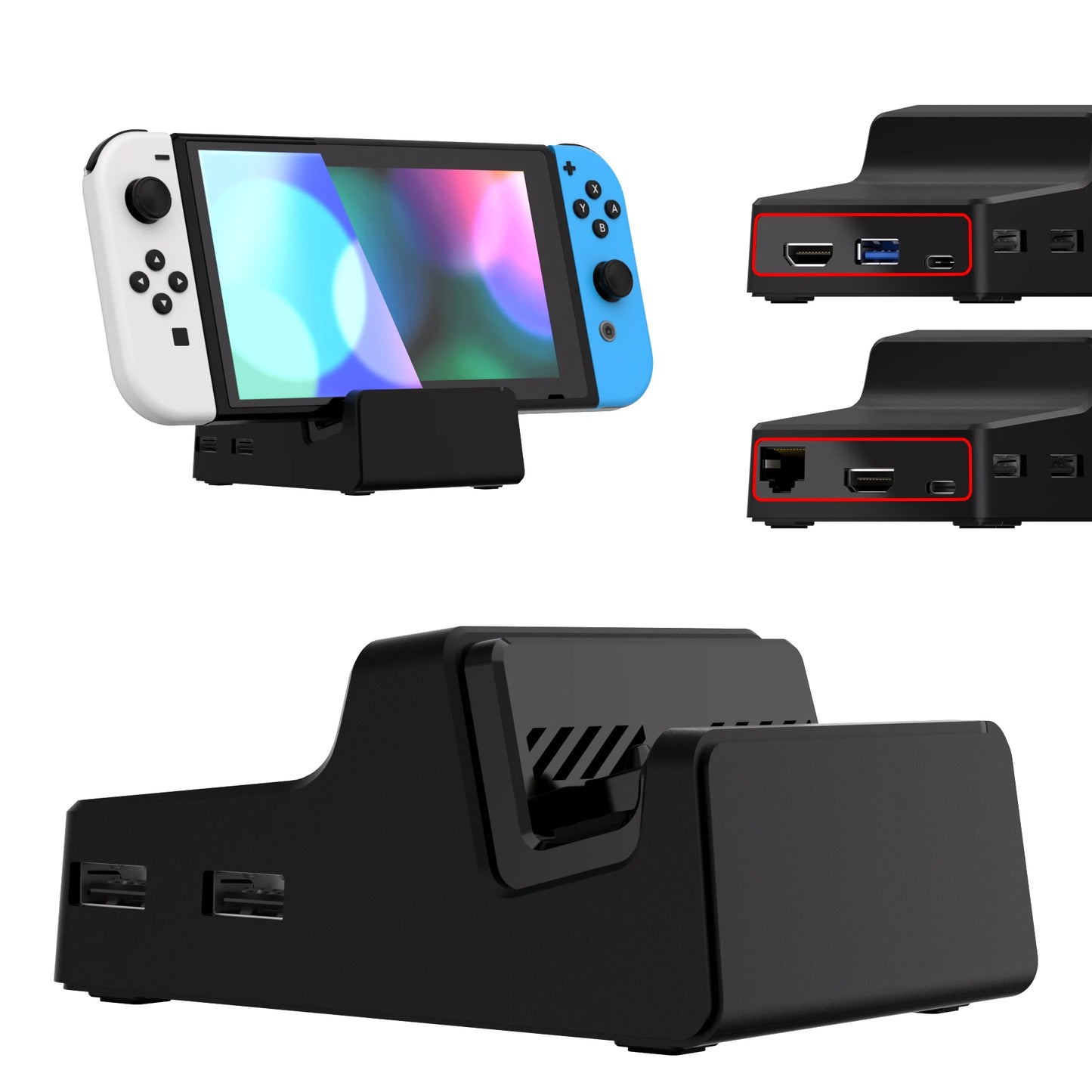 eXtremeRate AiryDocky DIY Kit Replacement Case for Nintendo Switch Dock, Portable Mini Dock Shell Cover for Nintendo Switch OLED