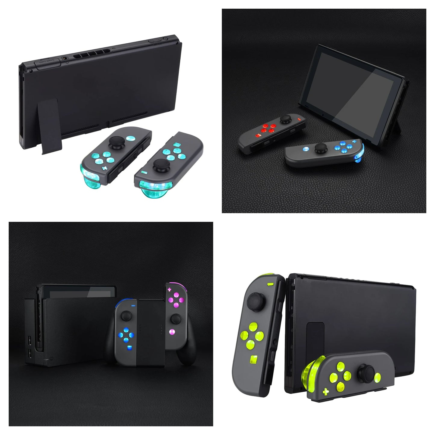 eXtremeRate 7 Colors 9 Modes DFS LED Kit Multi-Colors Luminated Classical Symbols Face Buttons for NS Switch & OLED JoyCon