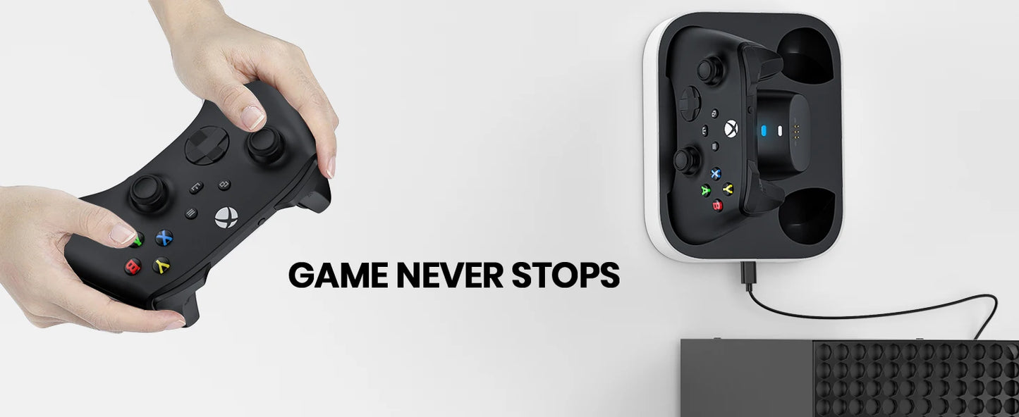 NEWDERY Controller Charger Station for Xbox One/Series X|S Controller Fast Charging Dock with 1100mAh Rechargeable Battery Packs
