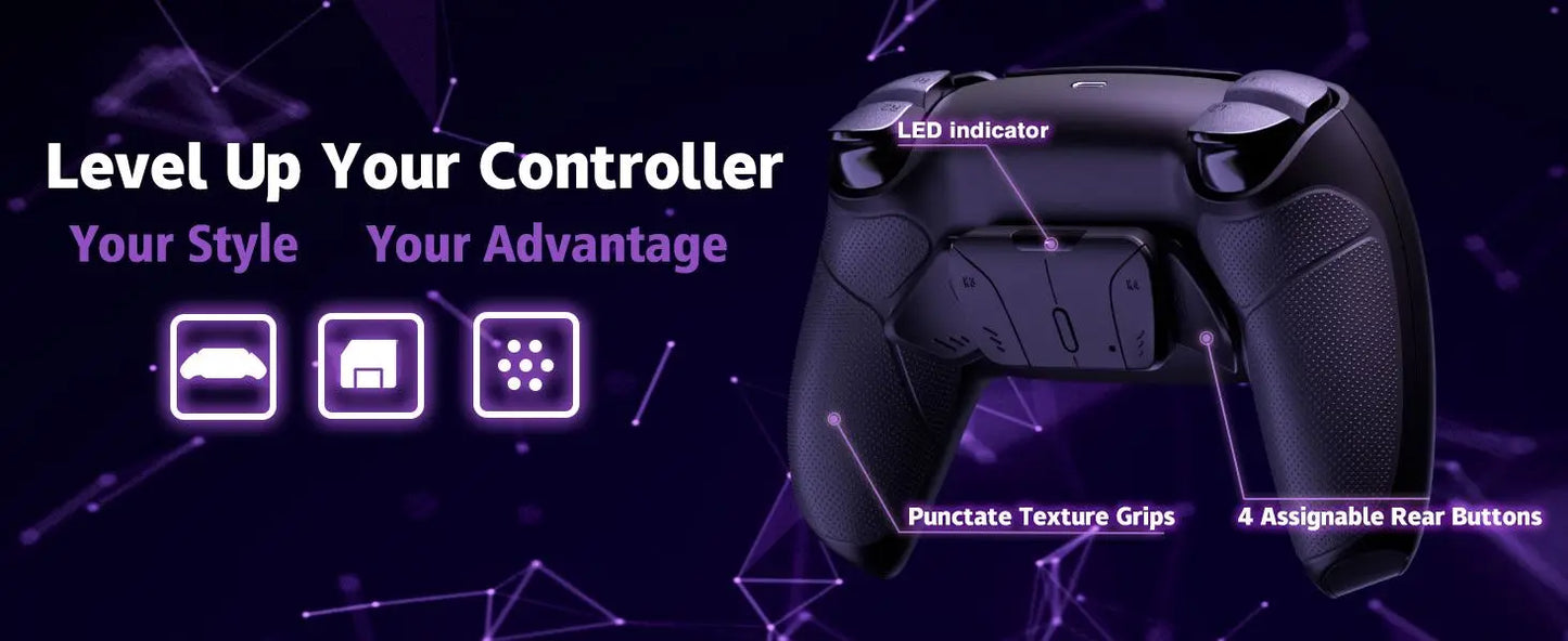 eXtremeRate Remappable RISE 4.0 Remap Kit, Upgrade Board & Redesigned Back Shell & 4 Back Buttons for ps5 Controller BDM-010&020