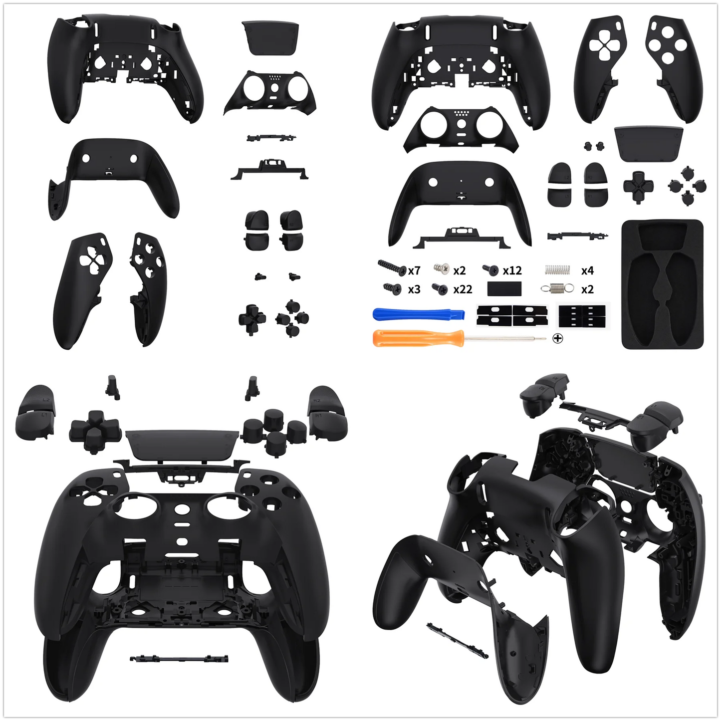 eXtremeRate Black Full Set Housing Shell with Buttons Touchpad Cover for ps5 Edge Controller - Single & Transparent Series