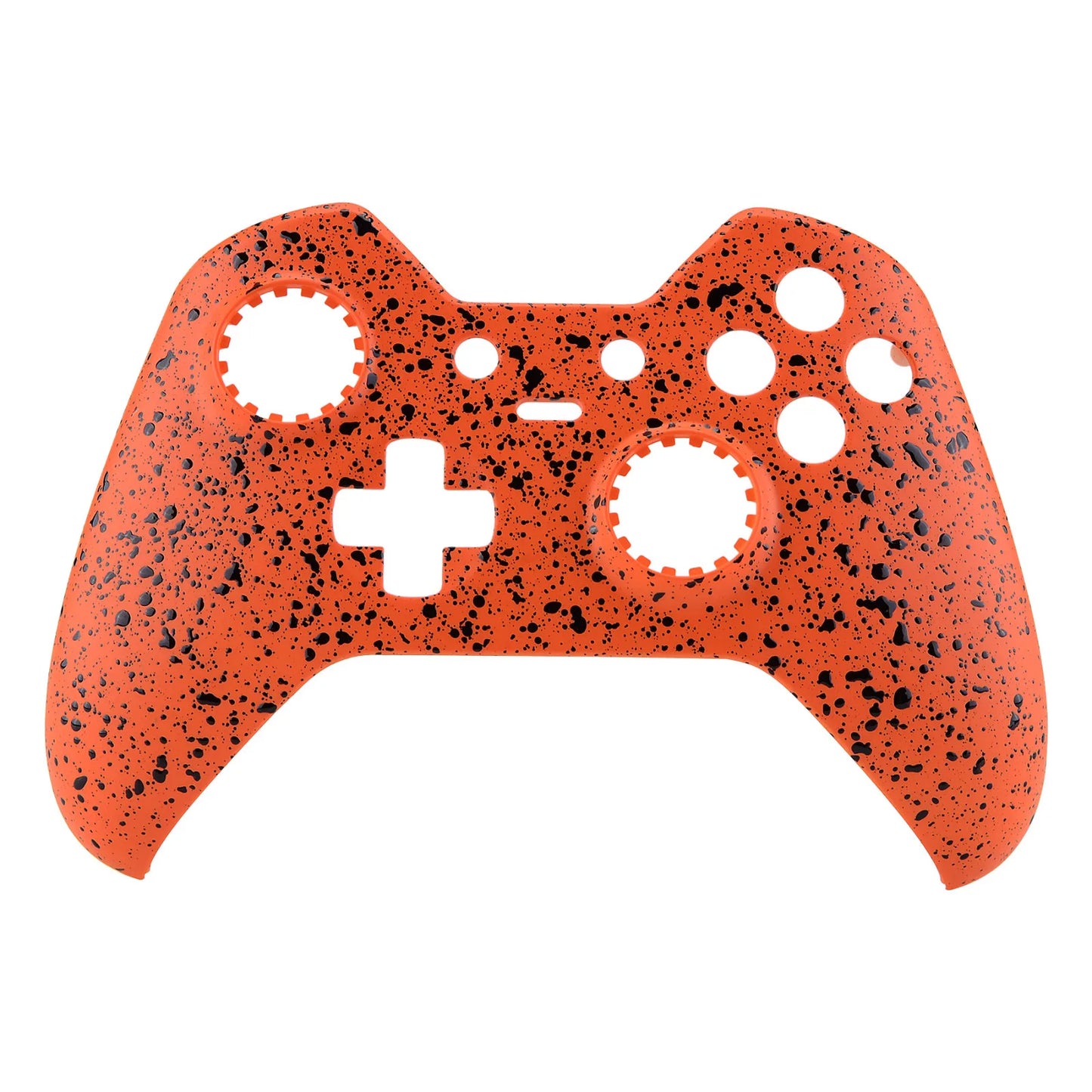 eXtremeRate Front Housing Shell for Xbox One Elite Controller With Accent Rings - White & Chrome Gold & Textured Orange