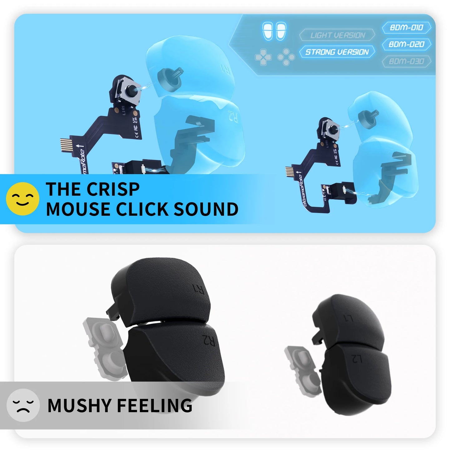 eXtremeRate Micro Switch Version Clicky Hair Trigger Kit V2 for ps5 Controller BDM-010 & BDM-020 Shoulder Buttons, Mouse Click