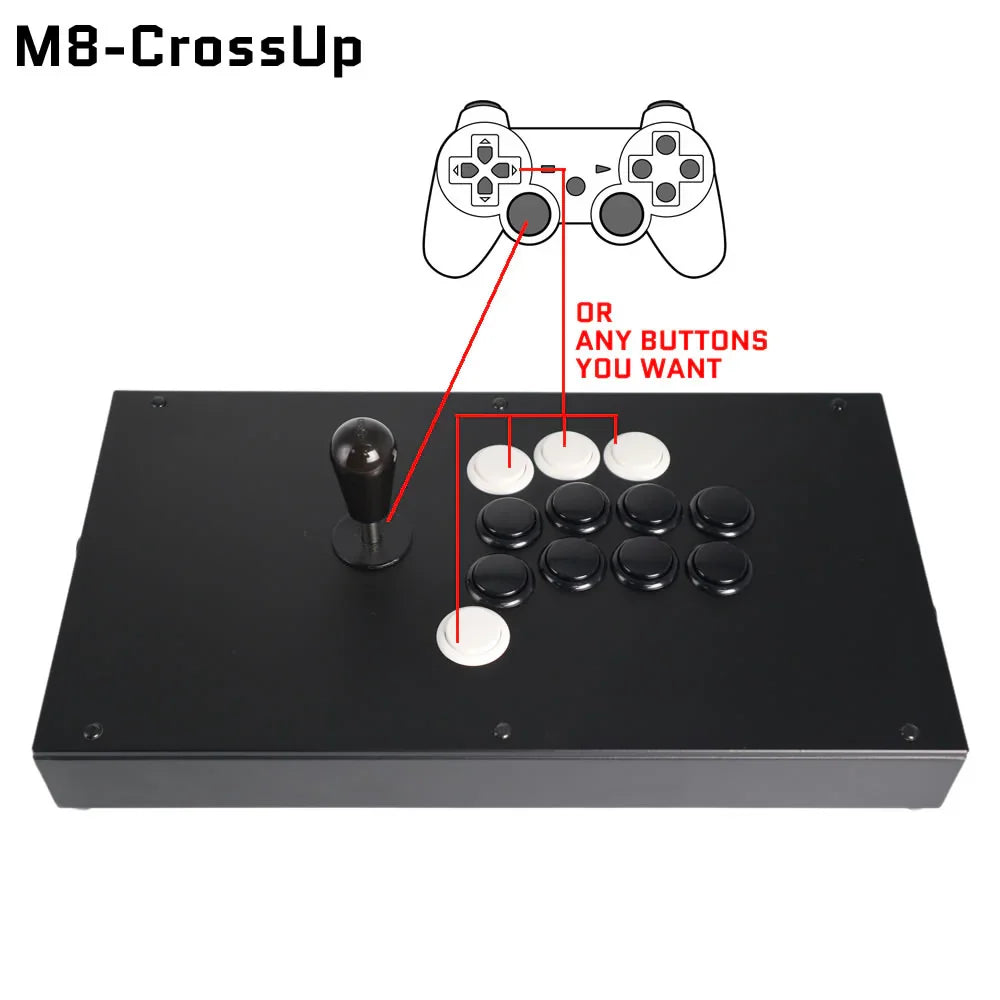 FightBox M8-CrossUP Hitbox Sanwa/Korean Joystick Arcade Game Controller for PC/PS/SWITCH