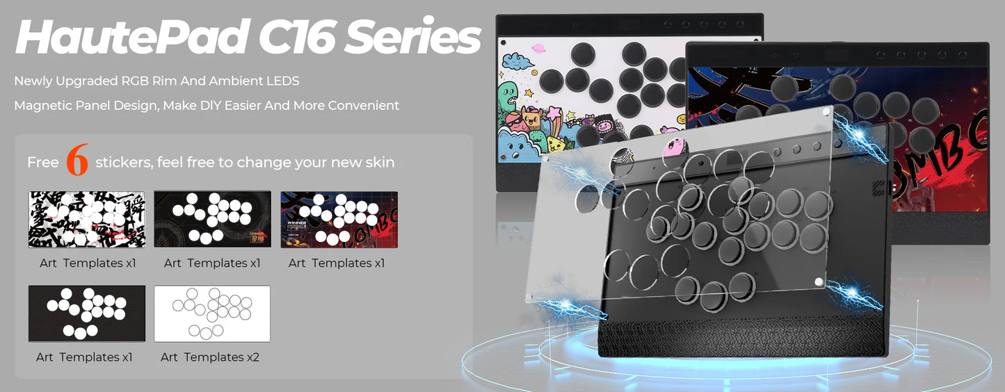 Haute42 U16 Arcade Leverless Controller for PC/PS5/PS4/Switch