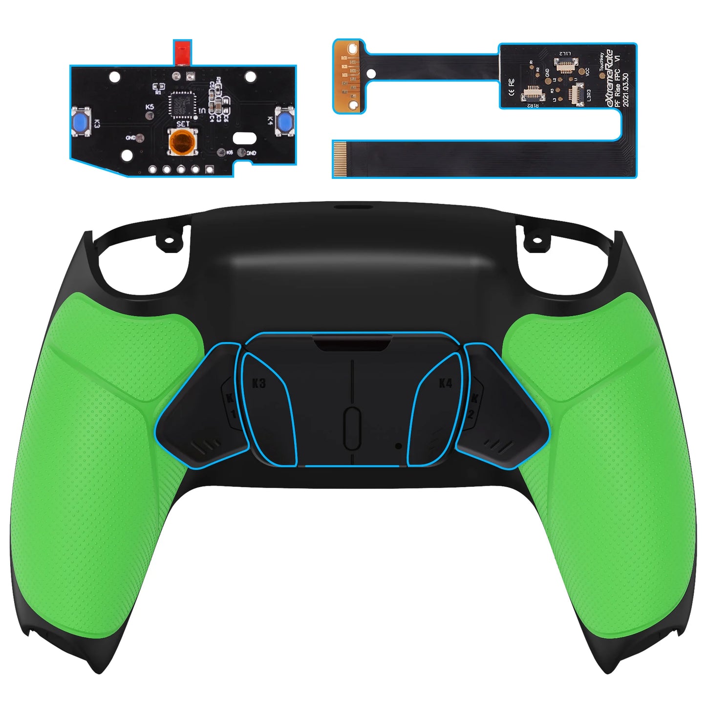 eXtremeRate Remappable RISE 4.0 Remap Kit, Upgrade Board & Redesigned Back Shell & 4 Back Buttons for ps5 Controller BDM-010&020