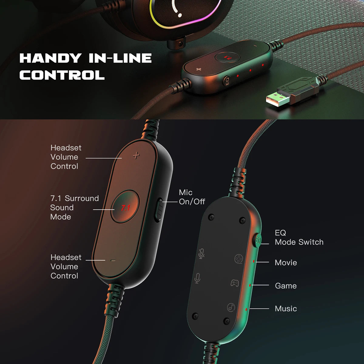 Fifine Dynamic RGB Wired Gaming Headset
