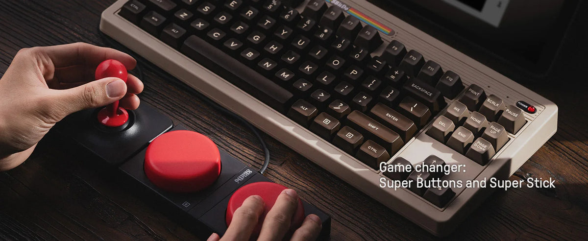 8BitDo Retro Mechanical Keyboard, BT/2.4G/USB-C Hot Swappable Gaming Keyboard with 87 Keys, Dual Super Programmable Buttons