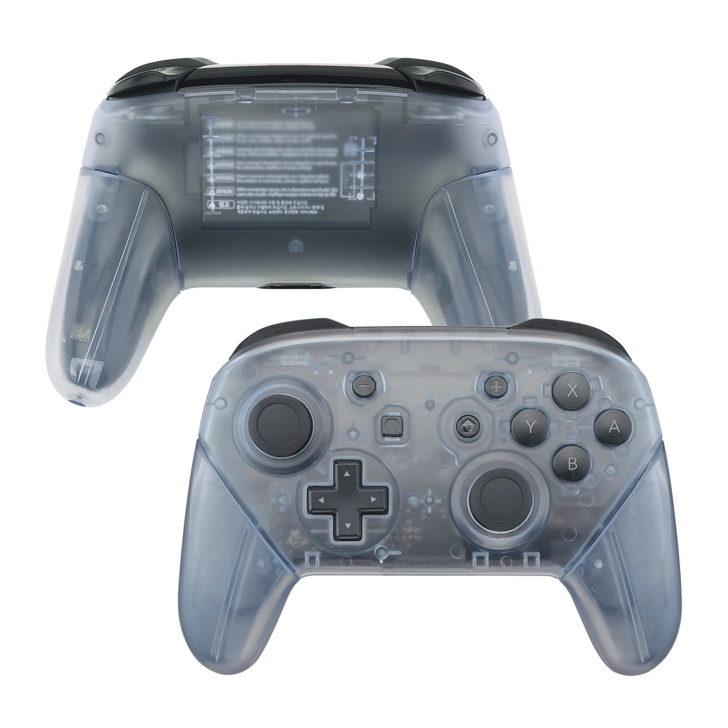eXtremeRate Full Set Housing for NS Switch Pro Controller, Faceplate Backplate with Handles - Transparent & Single Seires