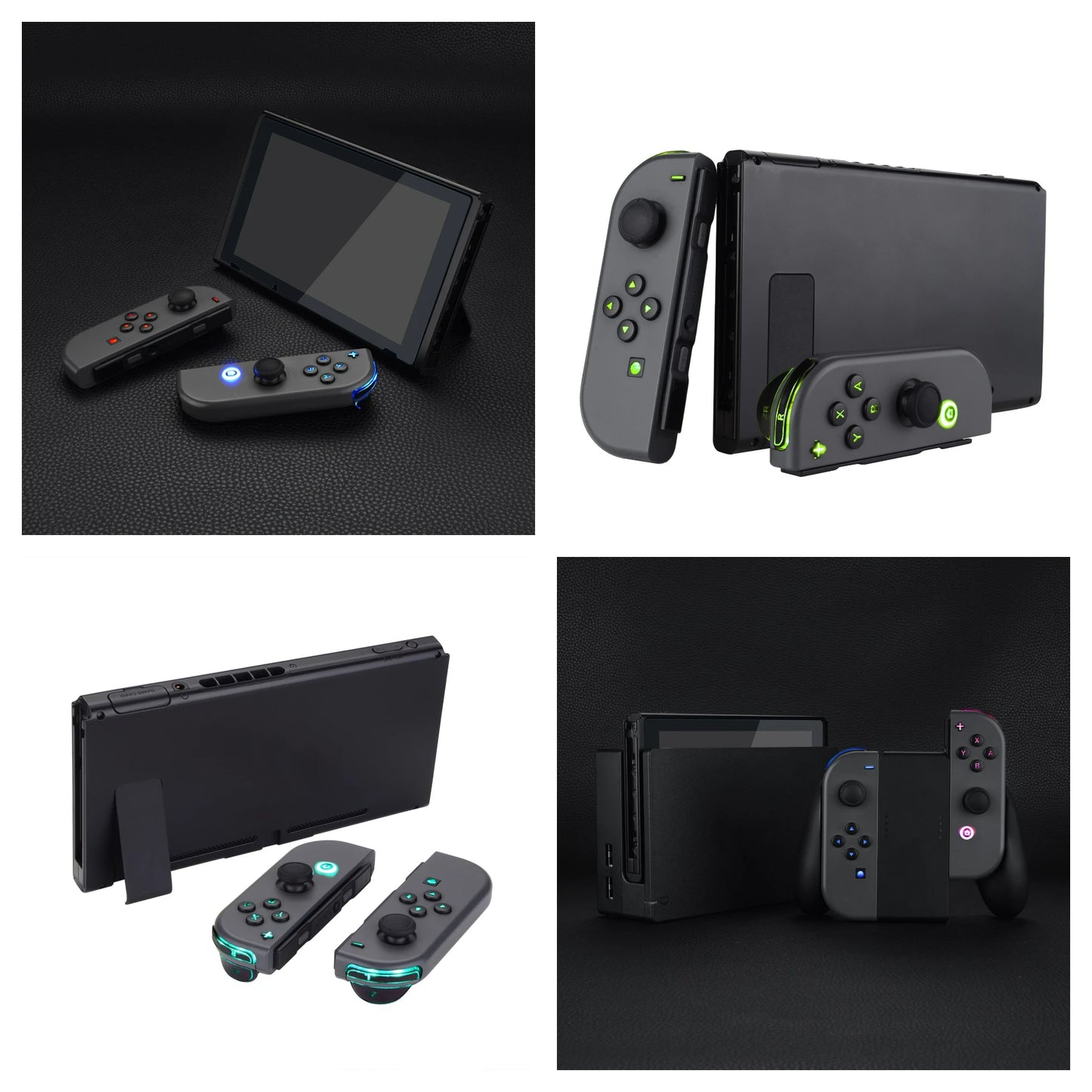 eXtremeRate 7 Colors 9 Modes DFS LED Kit Multi-Colors Luminated Classical Symbols Face Buttons for NS Switch & OLED JoyCon